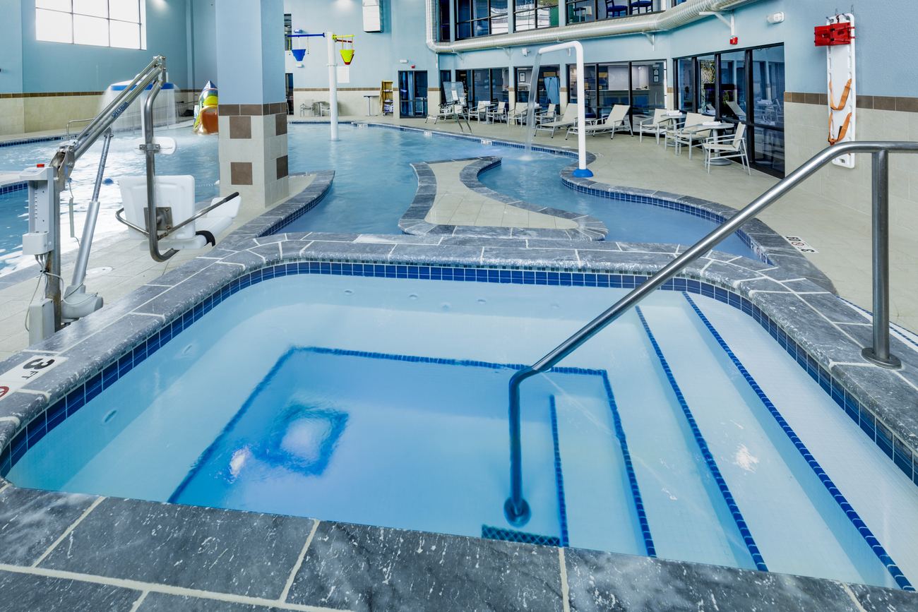 Indoor commercial swimming pool.